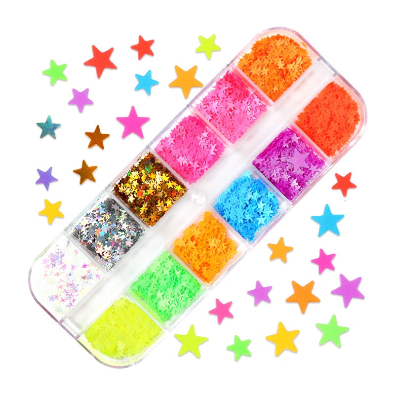 Fluorescence Butterfly Heart Fruits Various Shapes Nail Art Glitter Flakes 3D Colourful Sequins Polish Manicure Nail Decoration