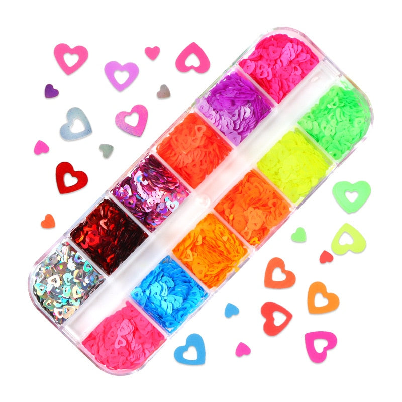 Fluorescence Butterfly Heart Fruits Various Shapes Nail Art Glitter Flakes 3D Colourful Sequins Polish Manicure Nail Decoration