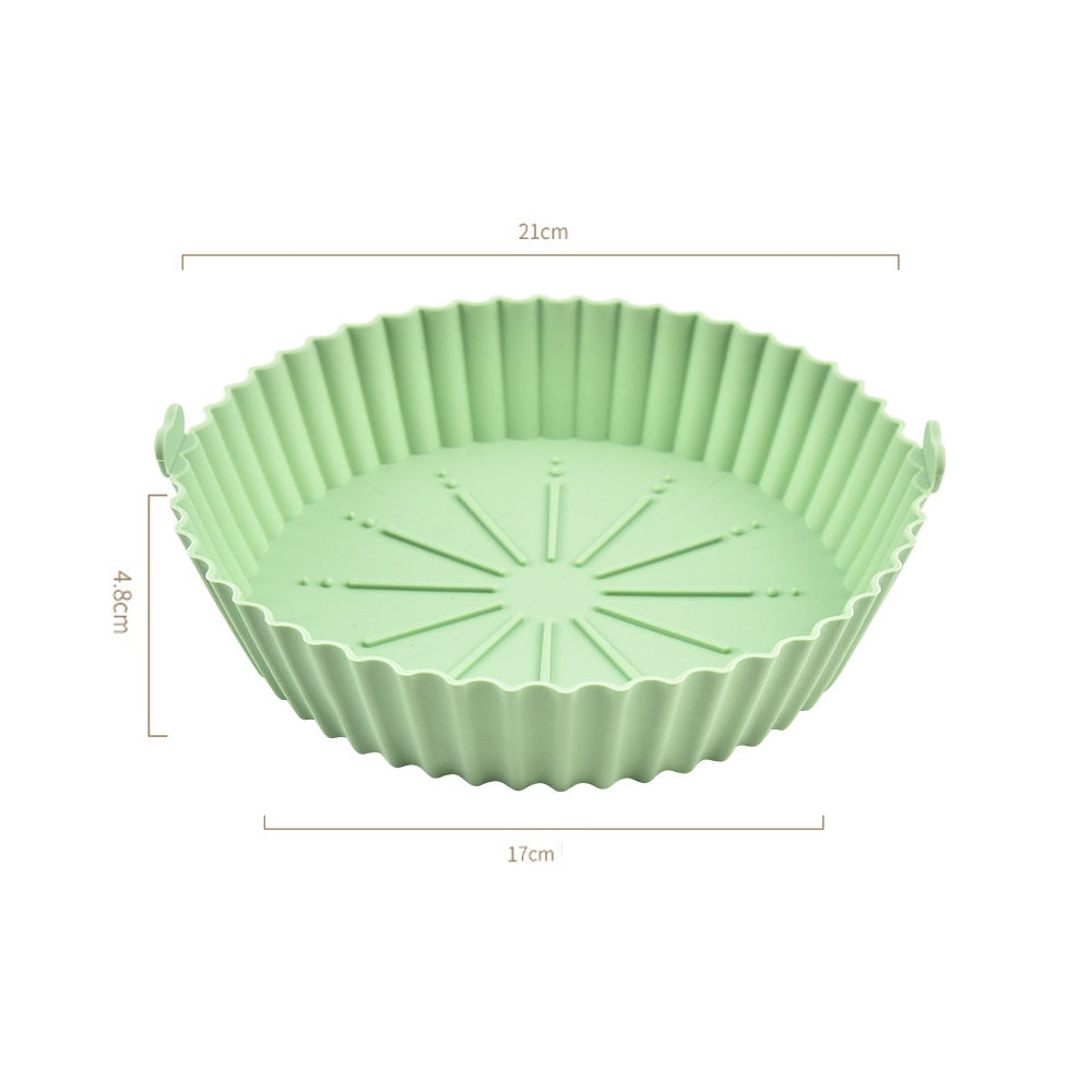 Round silicone Air Fryers Oven Baking Tray Fried Chicken Basket Mat Air Fryer Silicone Pot Grill Pan Kitchen Accessories