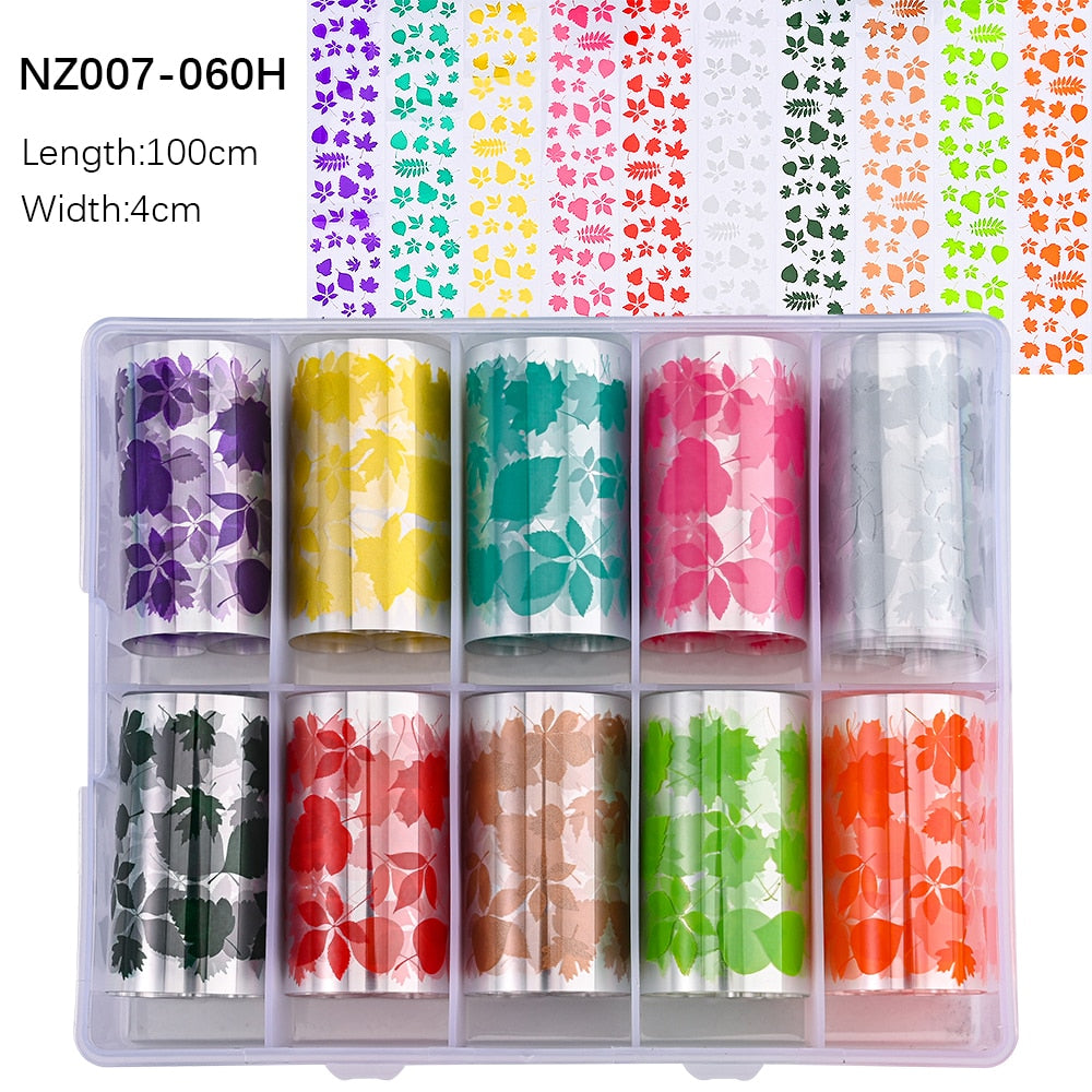 50pcs/Lo Holographic Transfer Foil Stickers 4*20cm Random Decals 30pc Flower Transferring Wraps Slider Nail Transfer Foil Decors