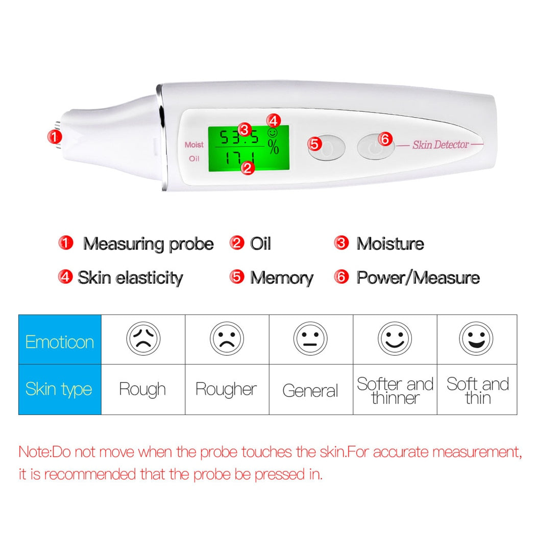 Precise Detector LCD Digital Skin Oil Moisture Tester for Face Skin Care with Bio-technology Sensor Lady Beauty Tool Spa Monitor