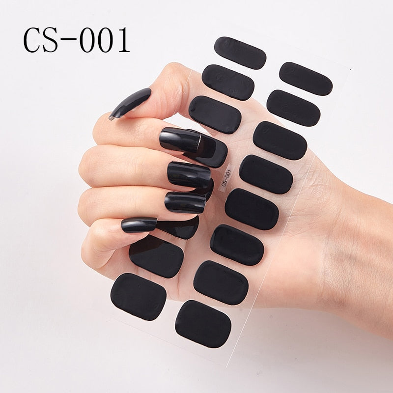 16pcs/sheet Glitter Gradient Color Nail Stickers Nail Wraps Full Cover Nail Polish Sticker DIY Self-Adhesive Nail Art Decoration