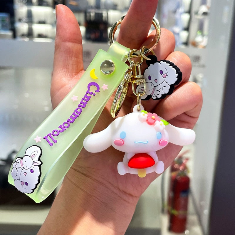 Fashion Kawaii Kuromi Melody Cinnamoroll Hello Kitty Pompompurin Keychain Sanrio Anime School Bag Charm Cartoon Key Ring Pendant