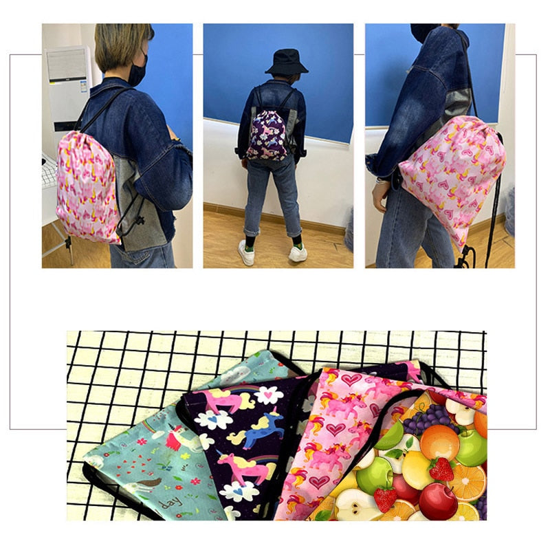 Magic Cube Print Drawstring Bag Cubo Magico Storage Bags for Travel  Math Formula Boys Girl School Backpack Kids Daypack Bookbag