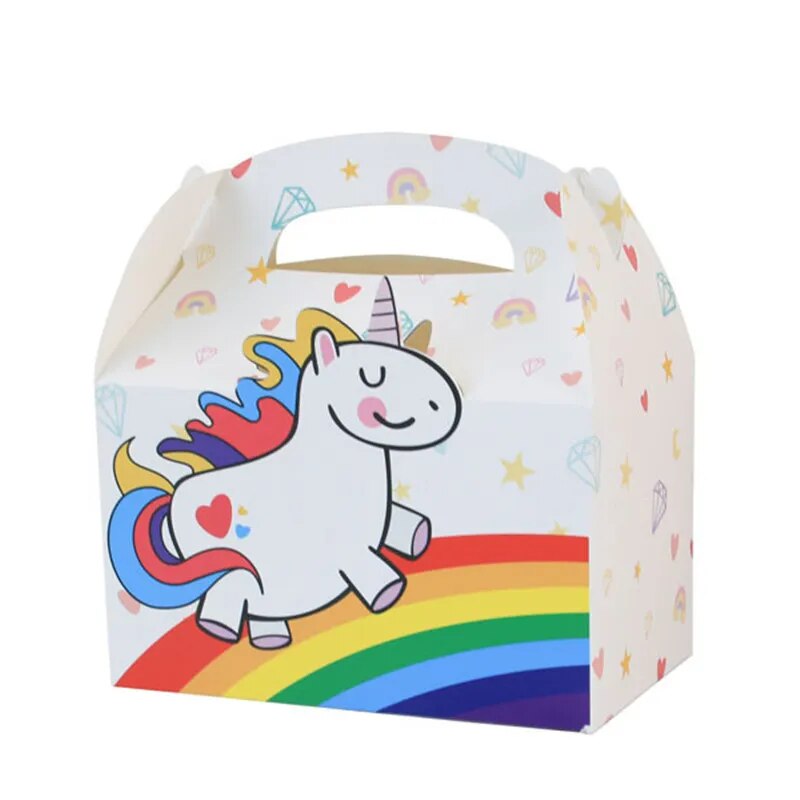 12pcs Unicorn Party Paper Cake Box Candy Gift Biscuit Bags Kids Unicorn Birthday Party Decoration Baby Shower Favor Dessert Box