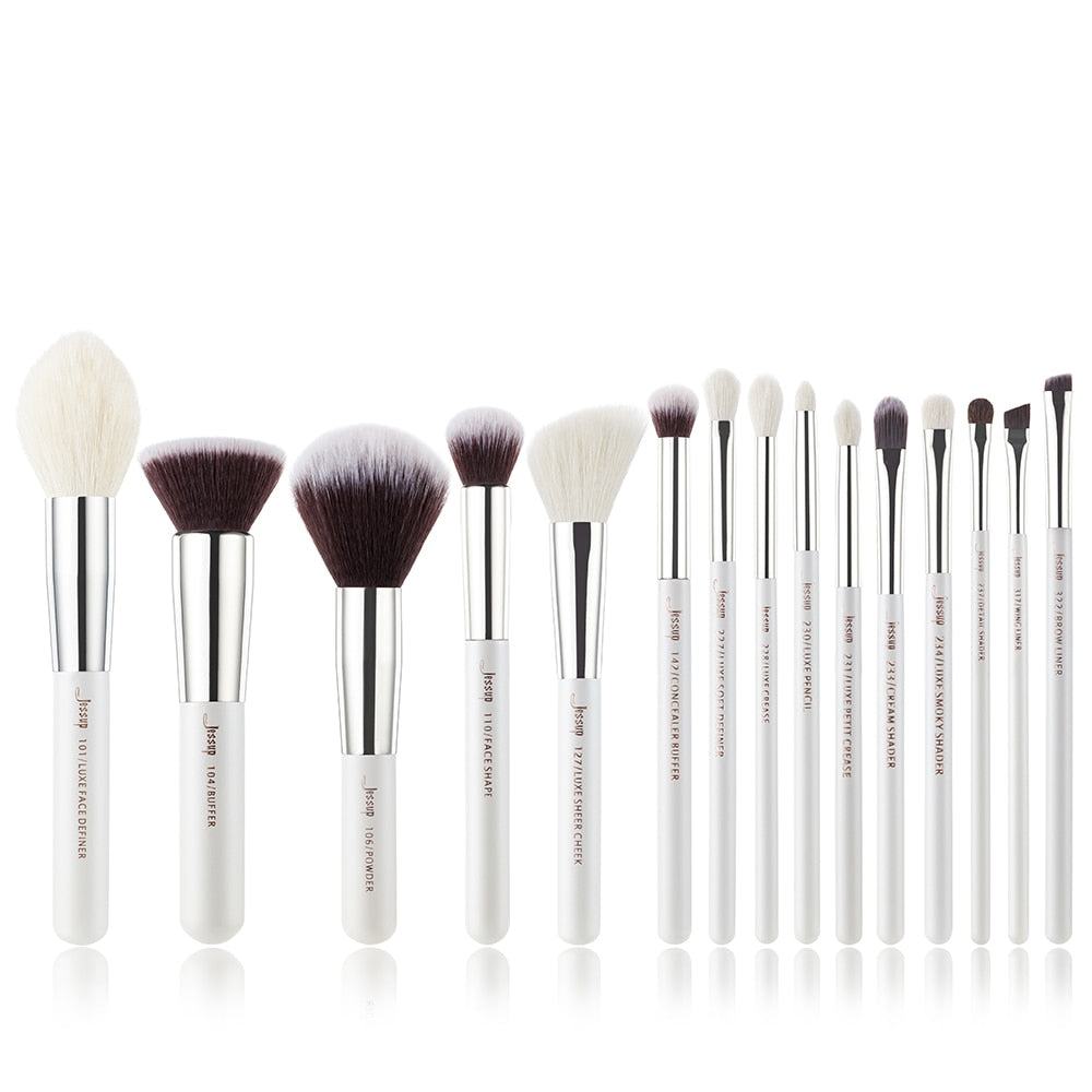 Jessup Makeup brushes set Pearl White/Silver Beauty Foundation Powder Eyeshadow Make up Brushes High quality 6pcs-25pcs