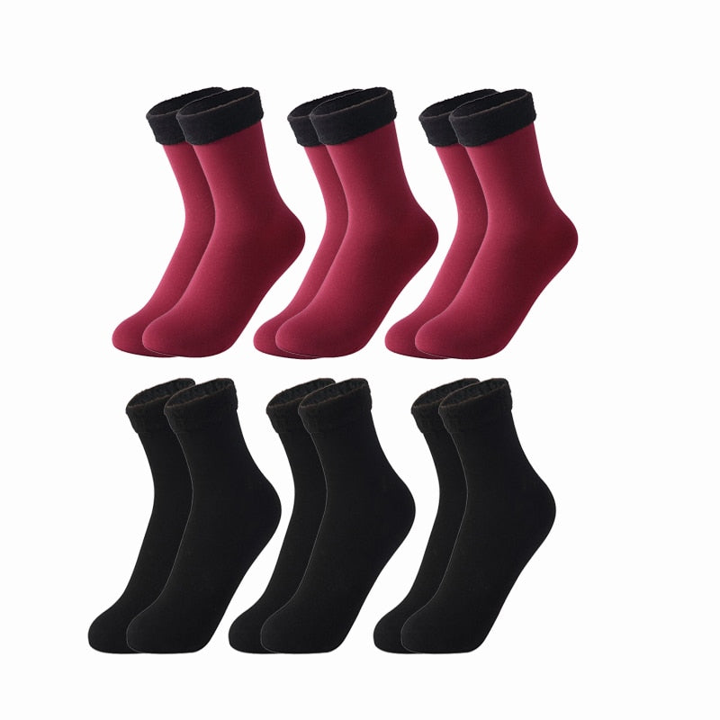 6/8/10Pairs/Lot Women/Men Winter Warm Thicken Thermal Socks Wool Cashmere Snow Black Skin Seamless Velvet Soft Boots Sock Lot