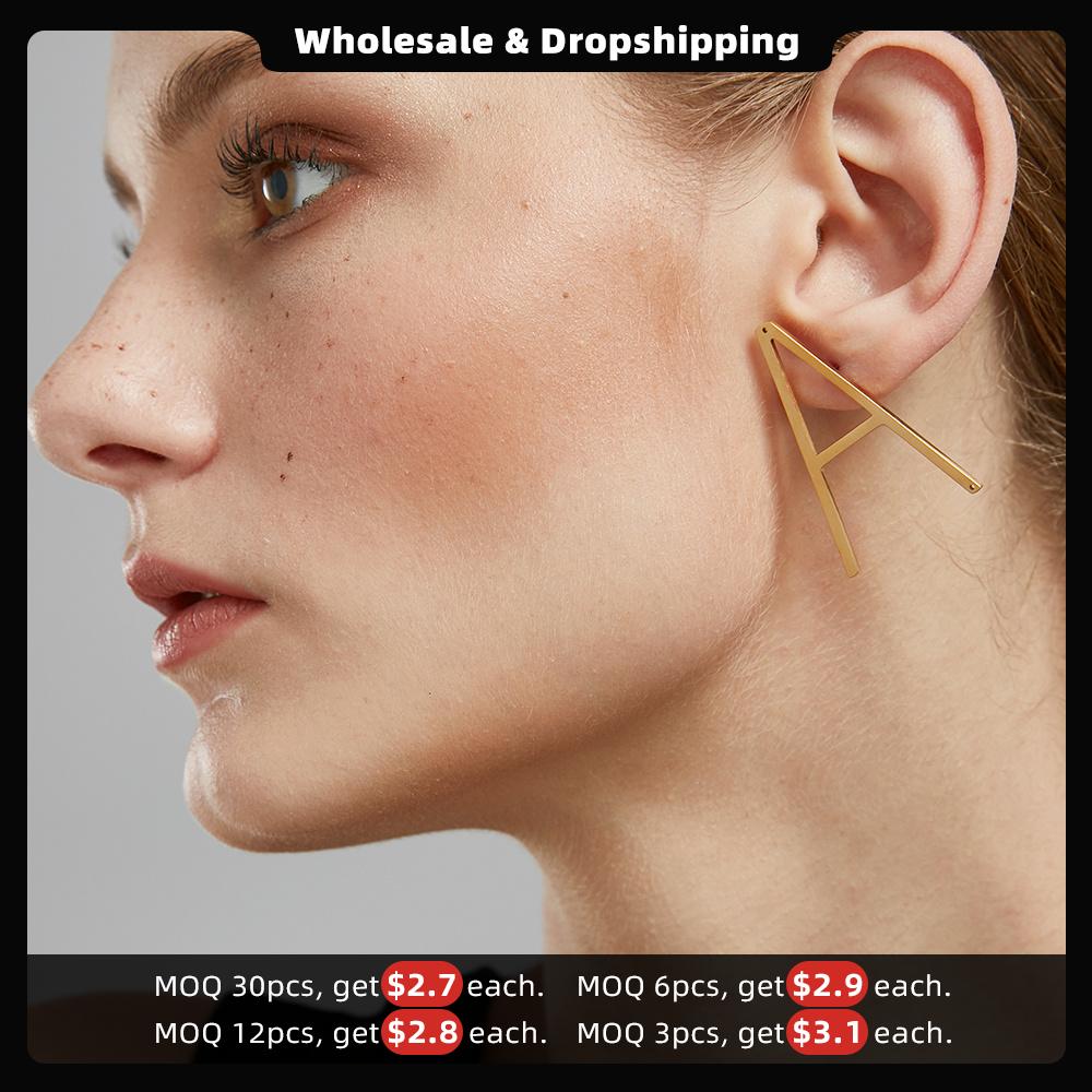 Enfashion Initial Letter Earrings Capitals Stud Earring Gold color Single Earings Stainless Steel Earrings for Women Jewelry