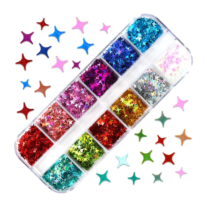 Fluorescence Butterfly Heart Fruits Various Shapes Nail Art Glitter Flakes 3D Colourful Sequins Polish Manicure Nail Decoration