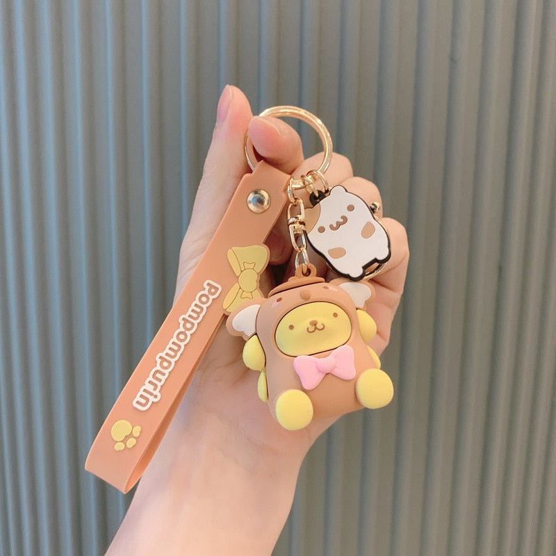 Fashion Kawaii Kuromi Melody Cinnamoroll Hello Kitty Pompompurin Keychain Sanrio Anime School Bag Charm Cartoon Key Ring Pendant