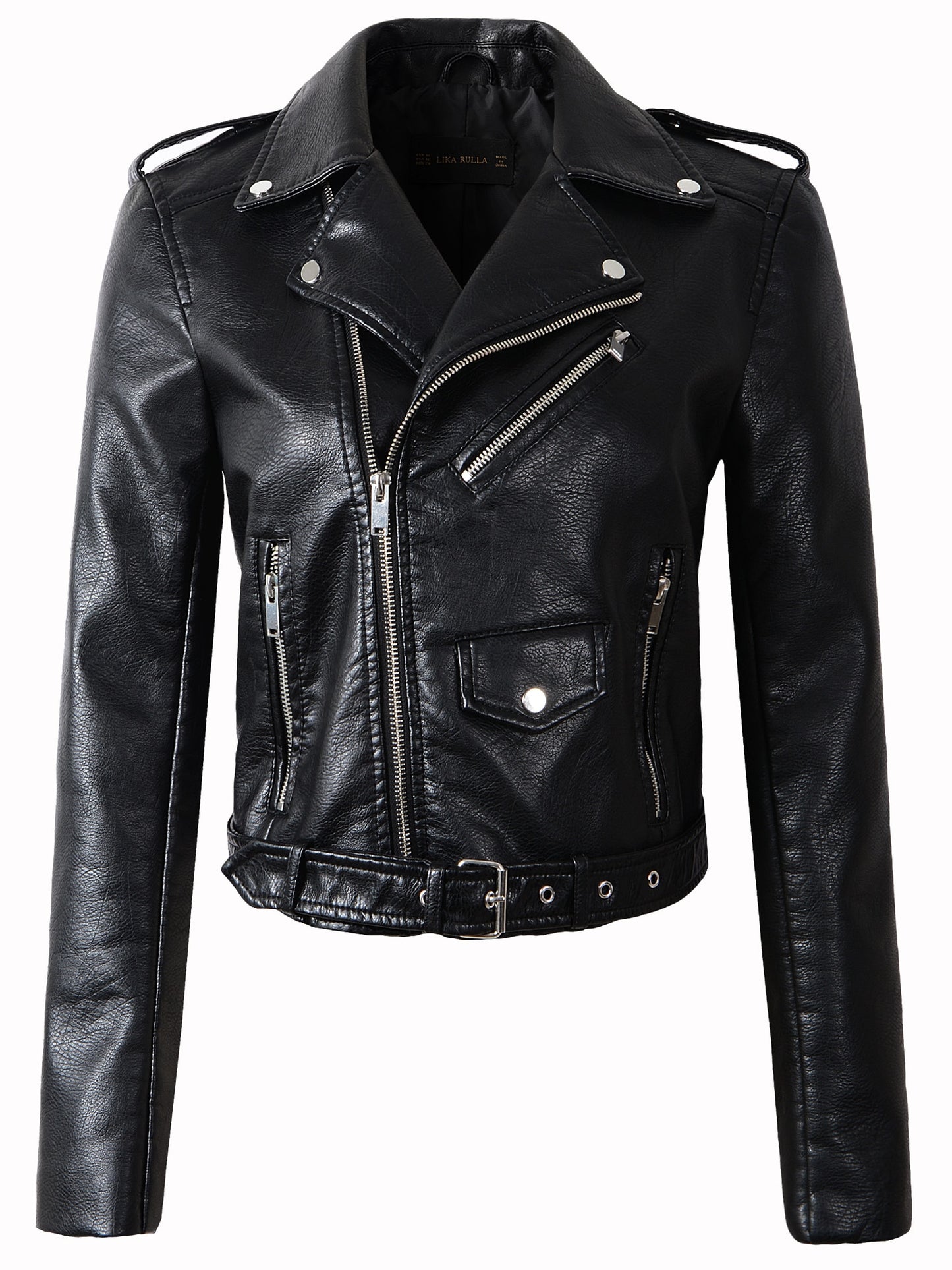 Motorcycle leather jacket women leather coat  slim PU jacket Leather