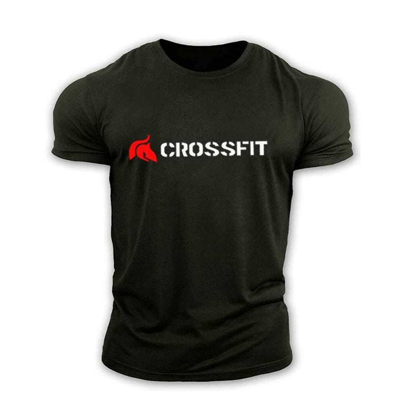 Crossfit Men Cotton T Shirt Training Top Gym Clothing Bodybuilding Apparel Fitness Active Wear Fashion Muscle Graphic Plain Tees