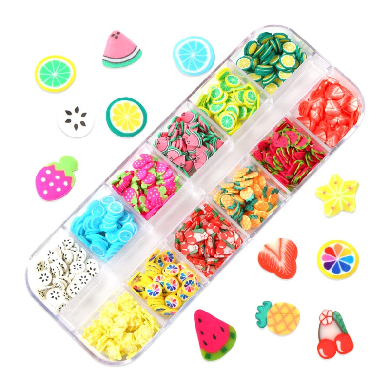 Fluorescence Butterfly Heart Fruits Various Shapes Nail Art Glitter Flakes 3D Colourful Sequins Polish Manicure Nail Decoration