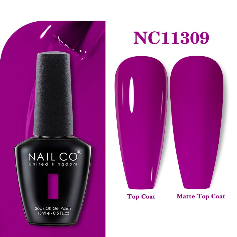 NAILCO 15ml Pink Colors Series Semi Permanent Nail Gel Varnish Polish Soak Off White Red UV Nail Art Gel Nail Polish Gel Lacquer