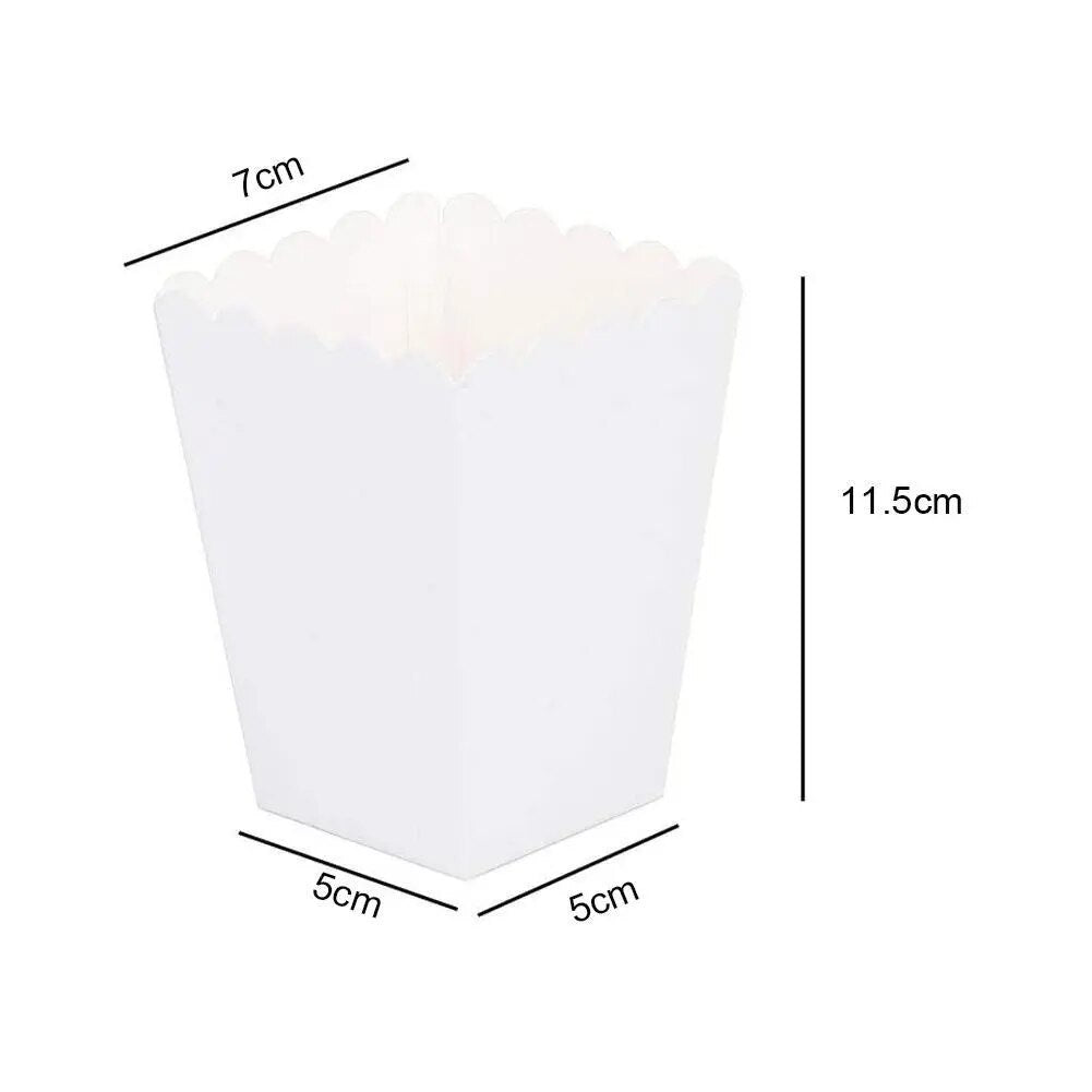 20pcs/set Disposable Pure White Mini Paper Popcorn Box Snack Candy Box Gift For Wedding Birthday Party Treat Supplies