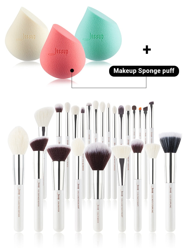 Jessup Makeup brushes set Pearl White/Silver Beauty Foundation Powder Eyeshadow Make up Brushes High quality 6pcs-25pcs