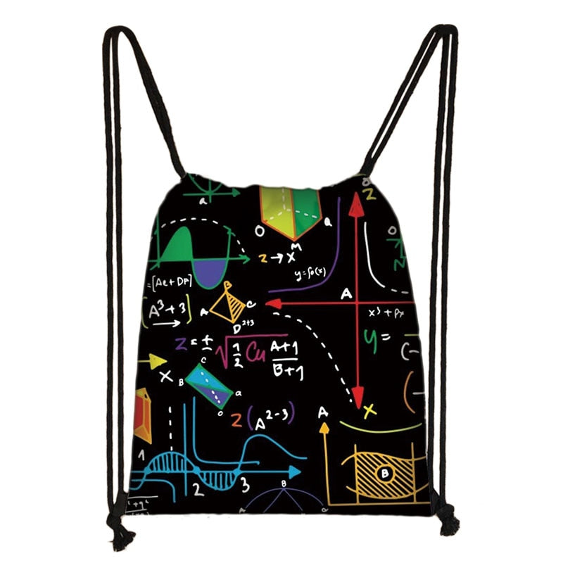 Magic Cube Print Drawstring Bag Cubo Magico Storage Bags for Travel  Math Formula Boys Girl School Backpack Kids Daypack Bookbag