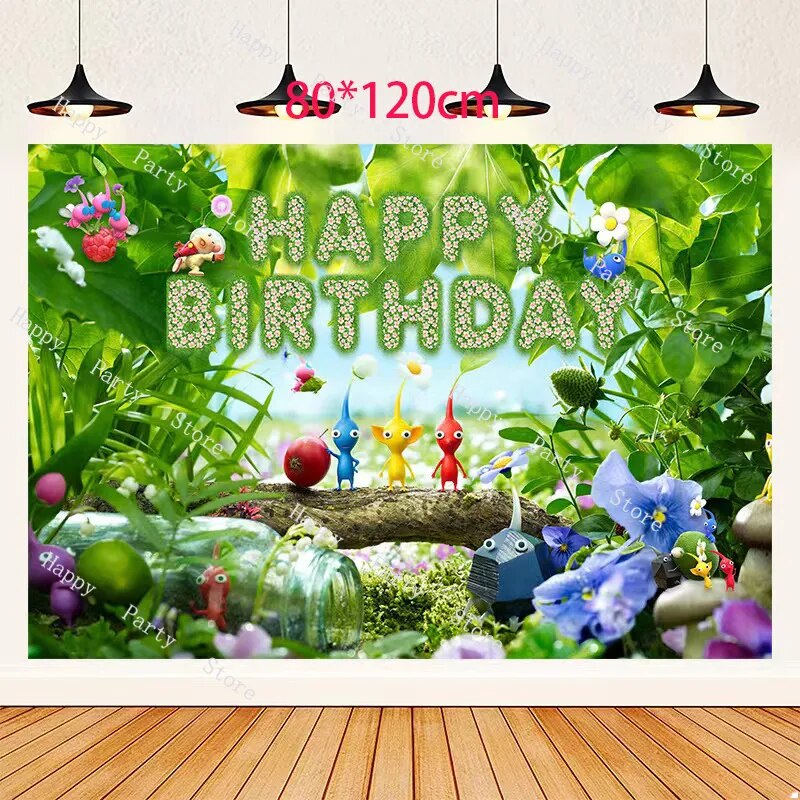 The Game Pikmin Birthday Party Decorations Pikmin Balloon Banner Backdrop Cake Topper Party Supplies Baby Shower