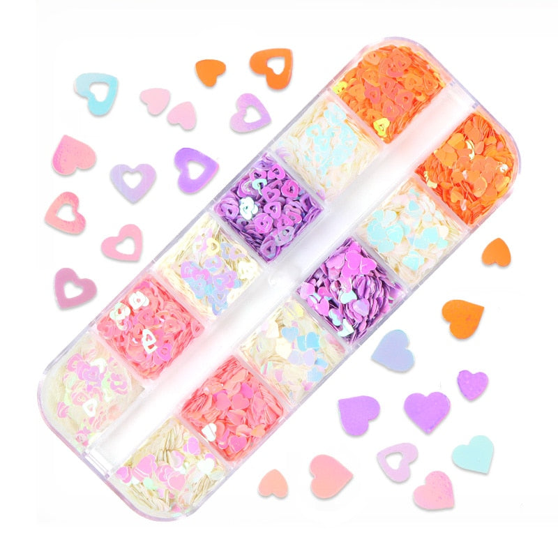 Fluorescence Butterfly Heart Fruits Various Shapes Nail Art Glitter Flakes 3D Colourful Sequins Polish Manicure Nail Decoration