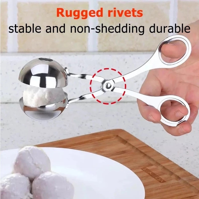 Meatball Maker Tool Clip Newbie Non Stick Stuffed Meat Ball Spoon Shaper Cooking Scoop Stainless Steel Kitchen Accessories