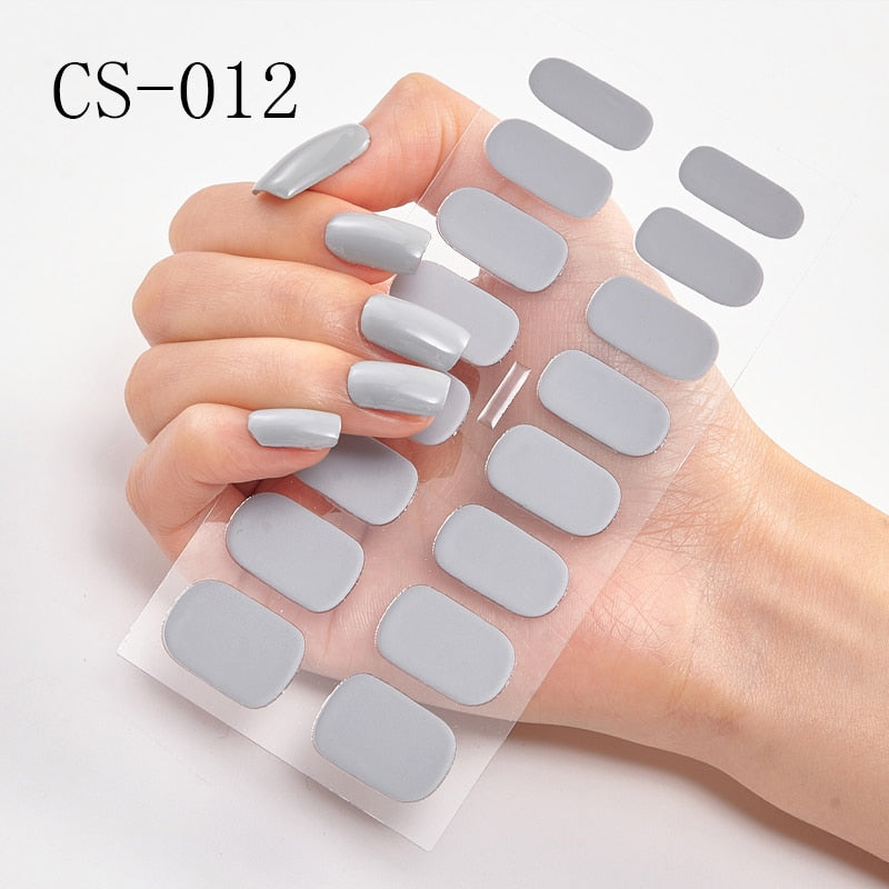 16pcs/sheet Glitter Gradient Color Nail Stickers Nail Wraps Full Cover Nail Polish Sticker DIY Self-Adhesive Nail Art Decoration