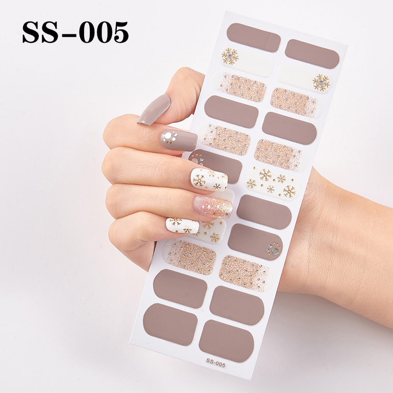 1 Sheet Nail Art Full Cover Adhesive Polish Foils Waterproof Pure Color Tips DIY 3D Decals Environmental Stickers for Women Gift