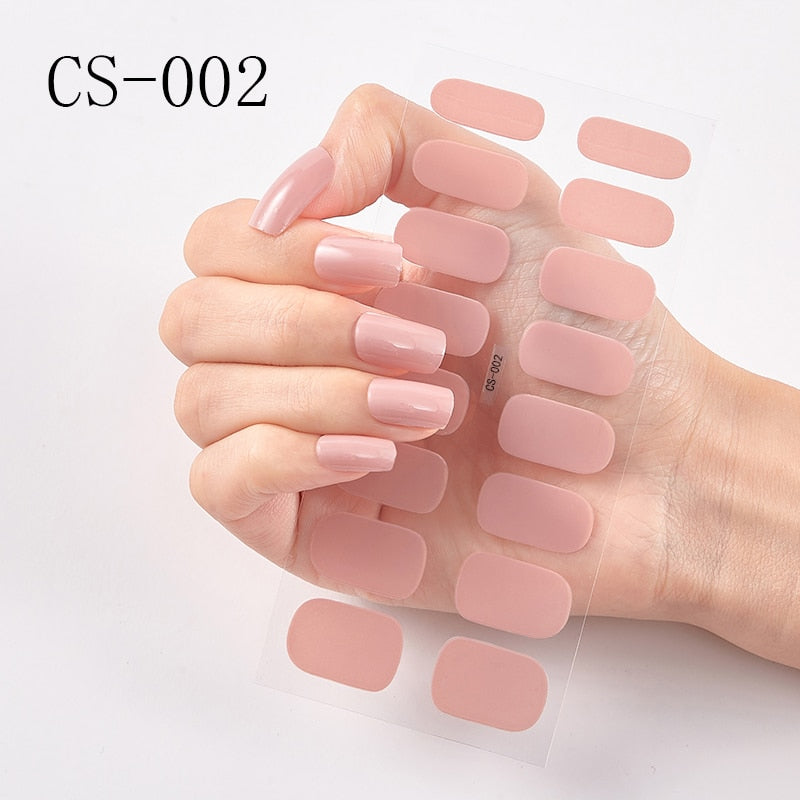 1 Sheet Nail Art Full Cover Adhesive Polish Foils Waterproof Pure Color Tips DIY 3D Decals Environmental Stickers for Women Gift