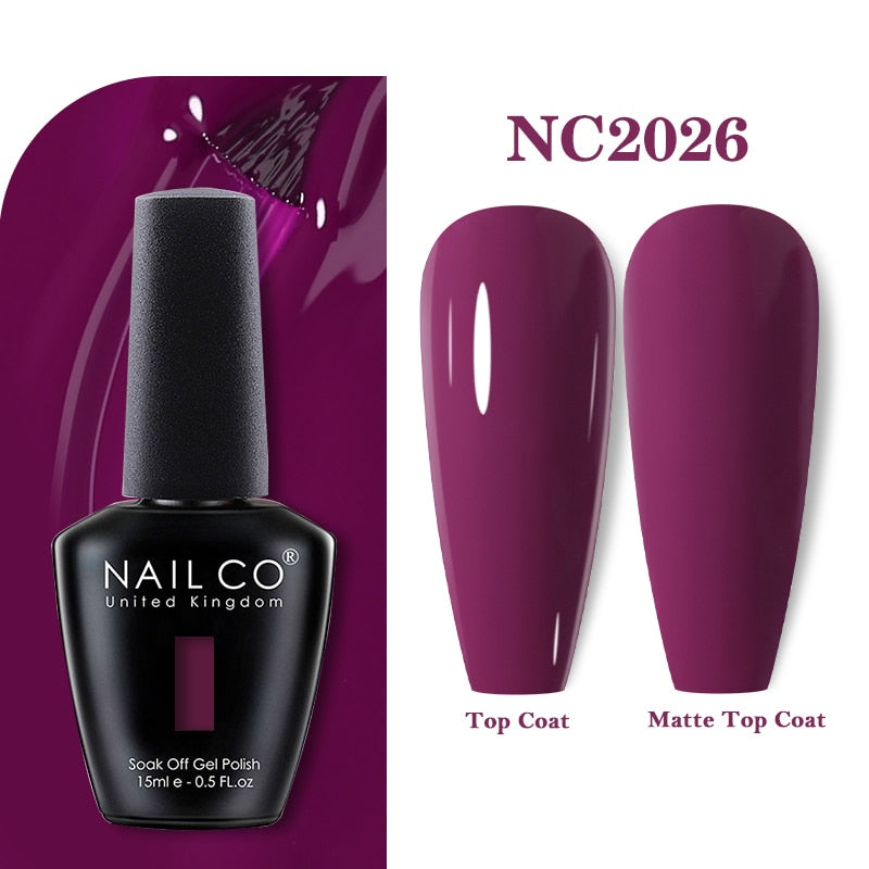 NAILCO 15ml Pink Colors Series Semi Permanent Nail Gel Varnish Polish Soak Off White Red UV Nail Art Gel Nail Polish Gel Lacquer