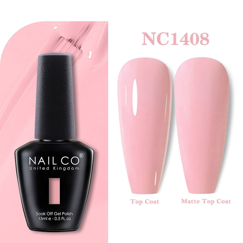 NAILCO 15ml Pink Colors Series Semi Permanent Nail Gel Varnish Polish Soak Off White Red UV Nail Art Gel Nail Polish Gel Lacquer