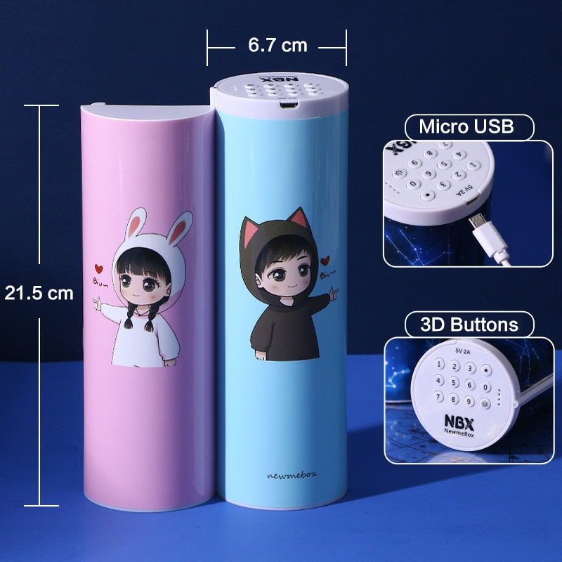 NBX Electronic Lock Code Pencil Case  Password Pencil Case Anime Stationary Quicksand Pen Box for School Supplies Boy Girls Gift