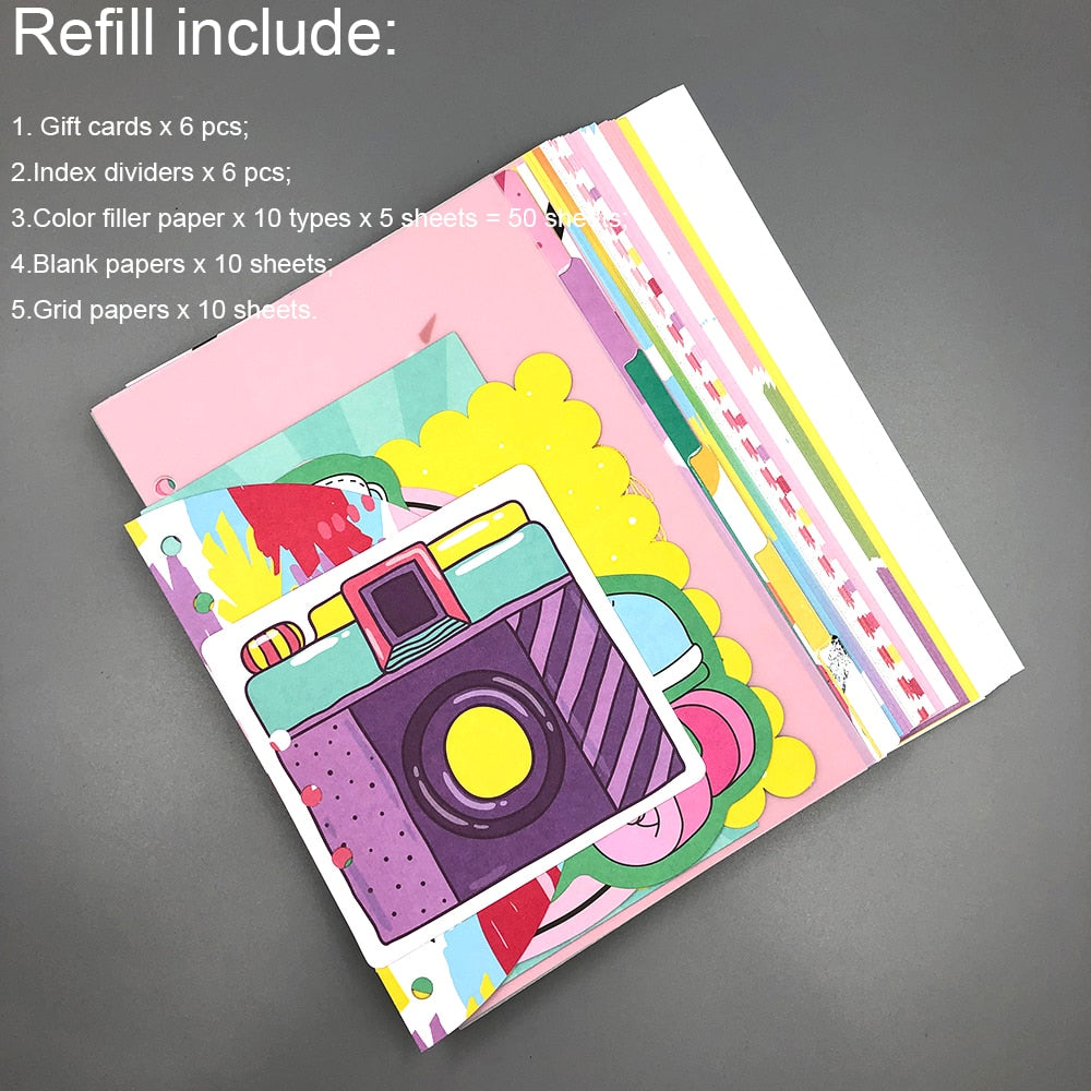 European Black Filler Paper Dokibook Spiral Notebook A5 A6 2022 Planner Inner Core Weekly Monthly Diary Refill School Stationery