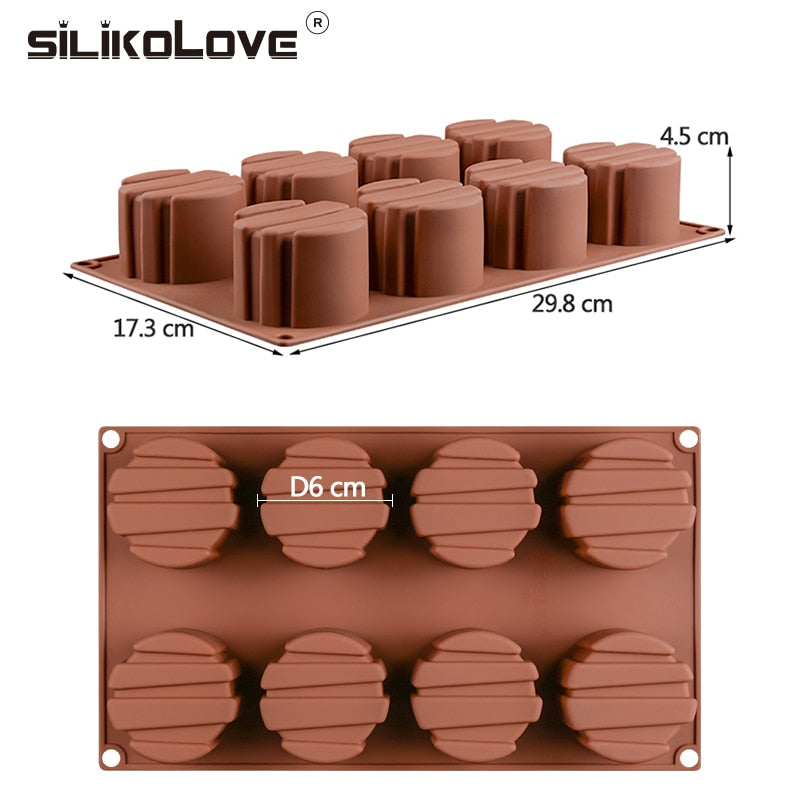 8 Cavity Cylinder Mousse Mold Silicone Pastry Molds Bakery Accessories Kitchen Utensils