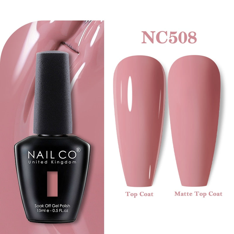 NAILCO 15ml Pink Colors Series Semi Permanent Nail Gel Varnish Polish Soak Off White Red UV Nail Art Gel Nail Polish Gel Lacquer