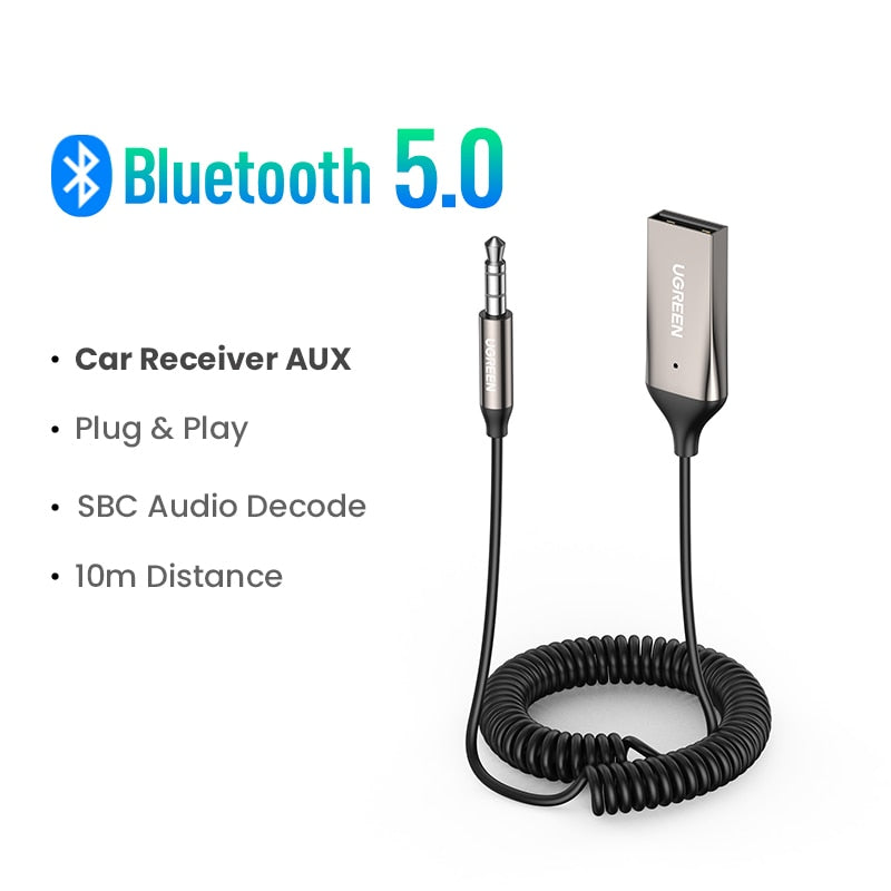 UGREEN Bluetooth Receiver 5.3 Adapter Hands-Free Car Kits AUX Audio 3.5mm Jack Music Wireless Receiver for Car BT Transmitter