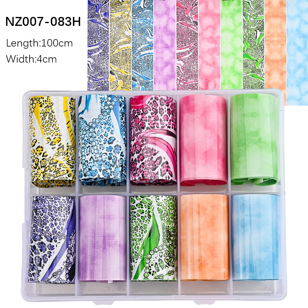 50pcs/Lo Holographic Transfer Foil Stickers 4*20cm Random Decals 30pc Flower Transferring Wraps Slider Nail Transfer Foil Decors