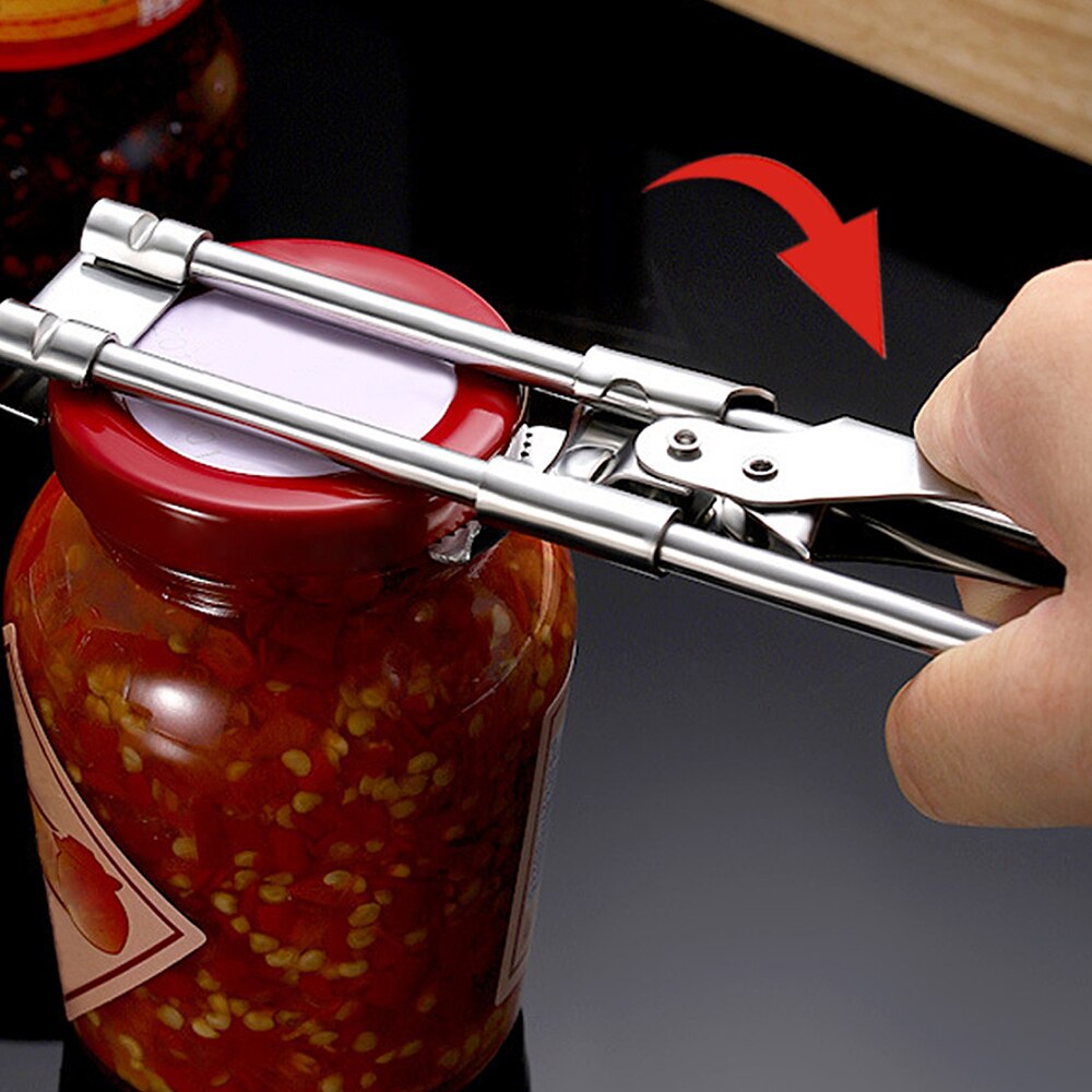 Pofessional Portable Adjustable Manual Stainless Steel Jar Lid Opener Gripper Can Opener Kitchen Supplies Accessories