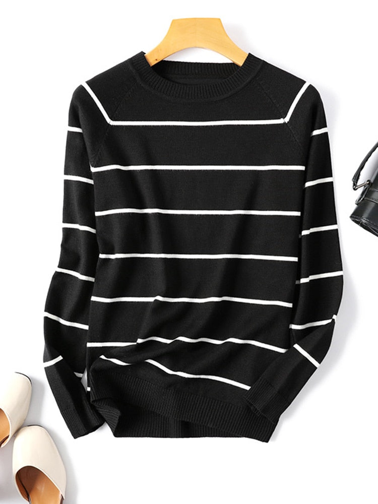 Long Sleeve Striped Pullover Women Sweater Knitted Sweaters