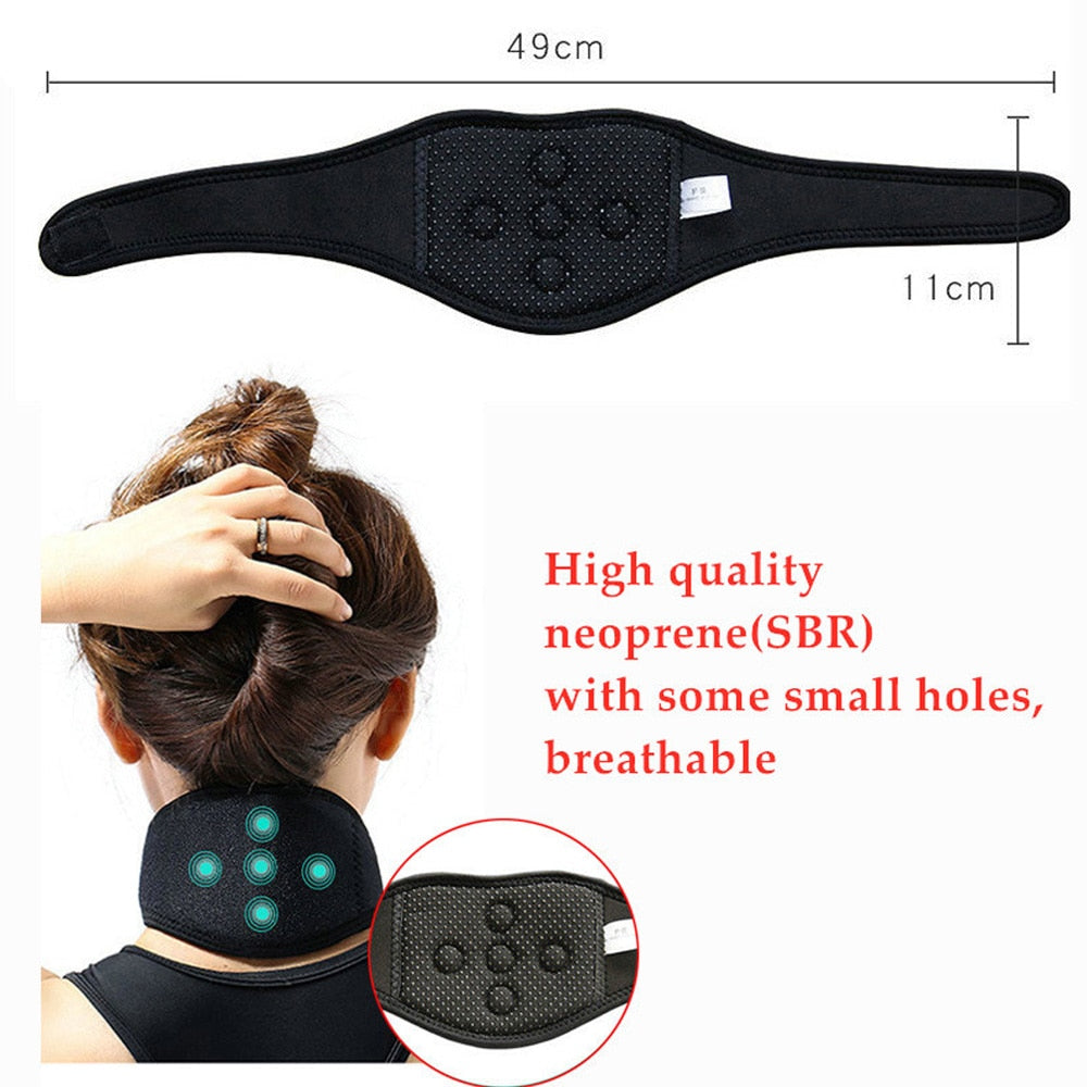 Tcare Tourmaline Magnetic Therapy Self-Heating Neck Pads Thermal Massager Belt Cervical Vertebra Protection Neck Support Brace