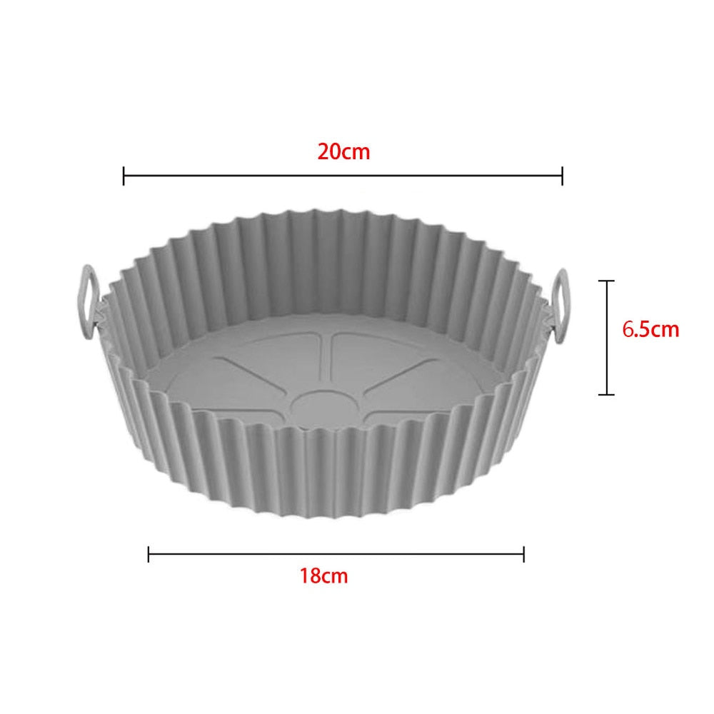 Round silicone Air Fryers Oven Baking Tray Fried Chicken Basket Mat Air Fryer Silicone Pot Grill Pan Kitchen Accessories