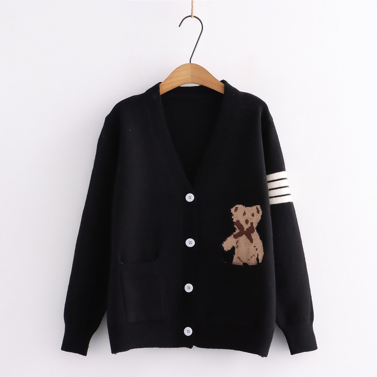 Letter Embroidery Loose Sweaters Women Winter Women Coat Cardigan Preppy Style Clothes Y2K Sweet Girl Casual Knit Sweater Top