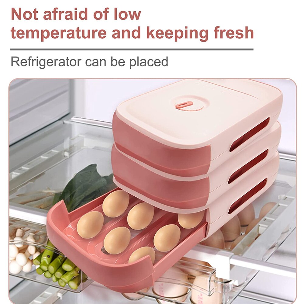 Plastic Egg Storage Containers Organizer Box with Lid Refrigerator Kitchen Drawer Holder for  Household Fresh Fridge Accessories