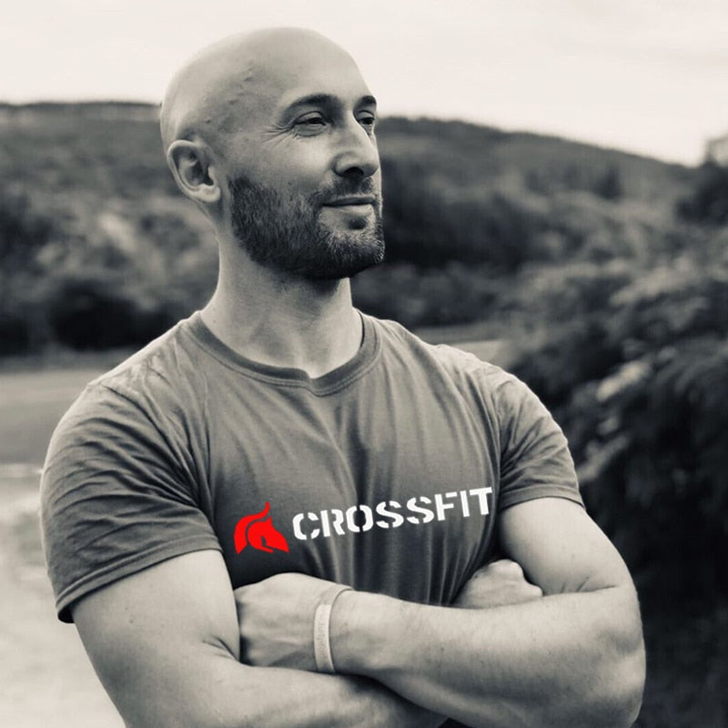 Crossfit Men Cotton T Shirt Training Top Gym Clothing Bodybuilding Apparel Fitness Active Wear Fashion Muscle Graphic Plain Tees