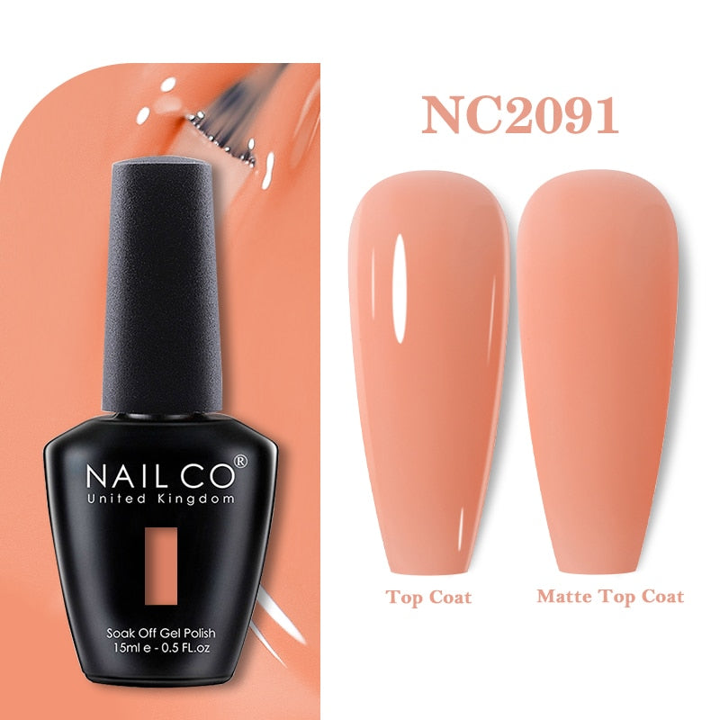 NAILCO 15ml Pink Colors Series Semi Permanent Nail Gel Varnish Polish Soak Off White Red UV Nail Art Gel Nail Polish Gel Lacquer