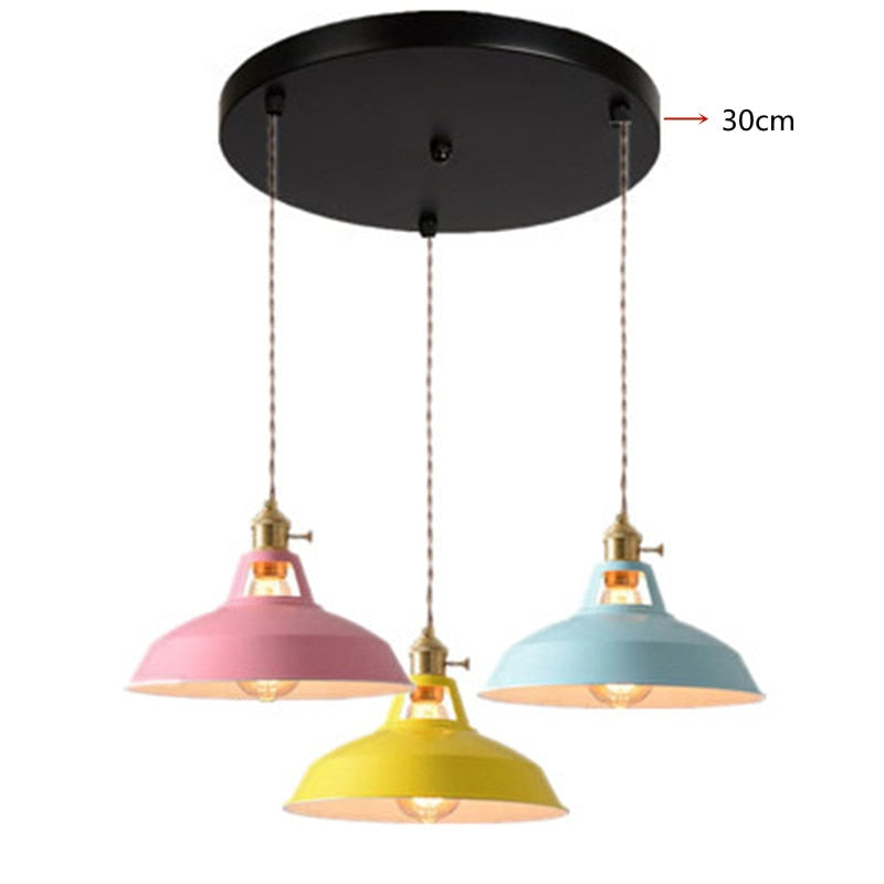 Pendant Light Retro Industrial Colorful Restaurant Kitchen Home Ceiling Lamp Vintage Hanging Light Lampshade Decorative Lamps