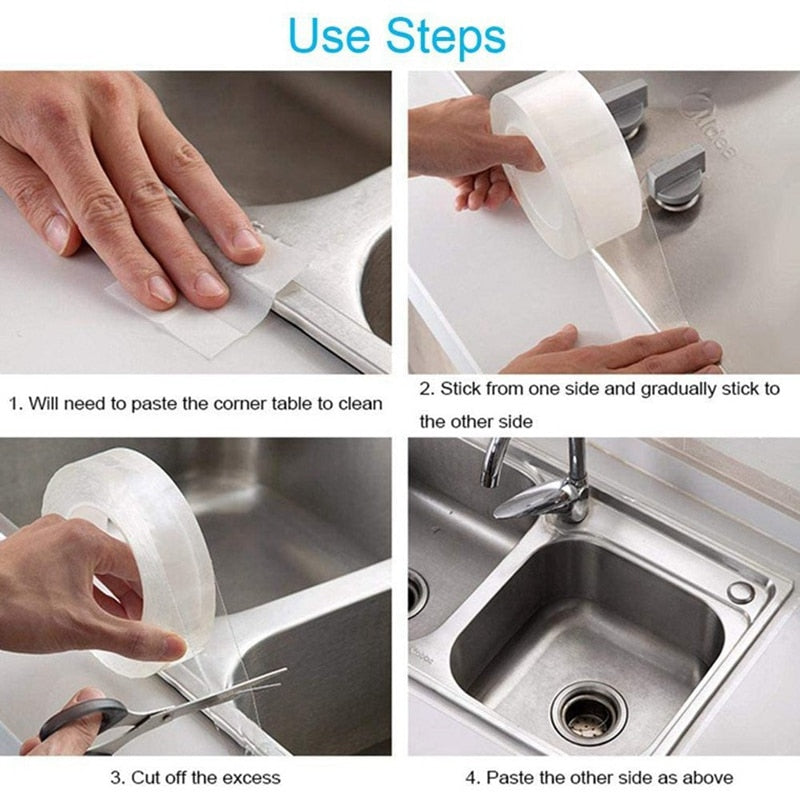 Kitchen Waterproof Tape Self-adhesive Sink Pool Beautiful Seam Paste Mildew Antifouling Transparent Acrylic Nano Tape