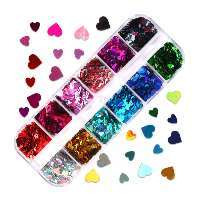 Fluorescence Butterfly Heart Fruits Various Shapes Nail Art Glitter Flakes 3D Colourful Sequins Polish Manicure Nail Decoration