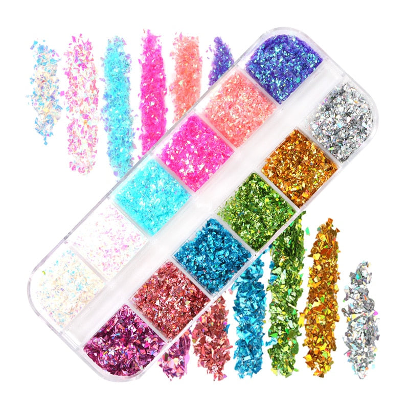 Fluorescence Butterfly Heart Fruits Various Shapes Nail Art Glitter Flakes 3D Colourful Sequins Polish Manicure Nail Decoration