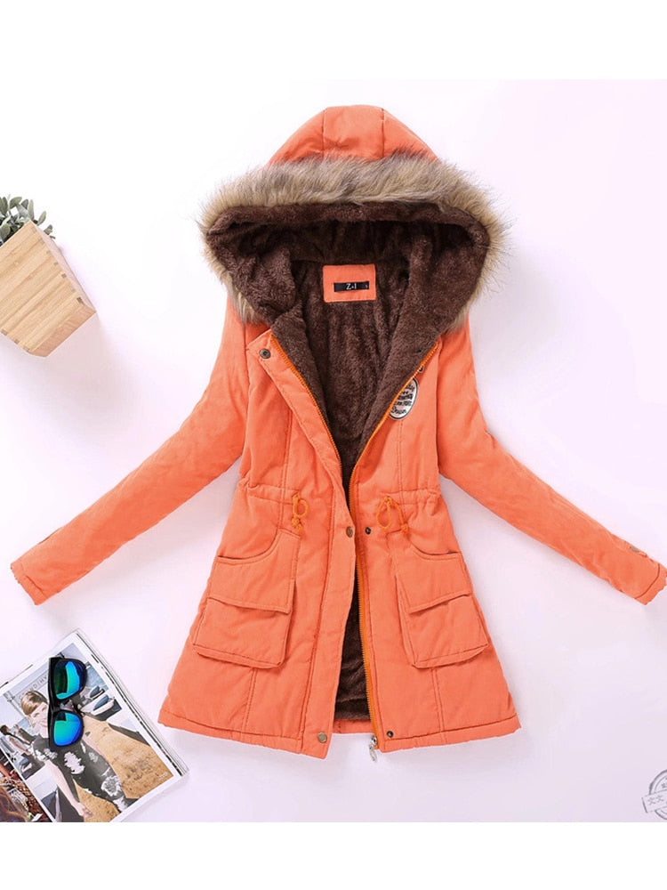 Winter military style coat / hooded jacket medium-long casual parka thickness  XXXL quilt snow outwear