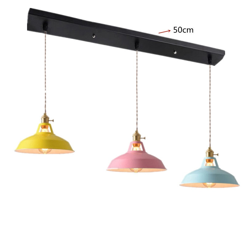 Pendant Light Retro Industrial Colorful Restaurant Kitchen Home Ceiling Lamp Vintage Hanging Light Lampshade Decorative Lamps