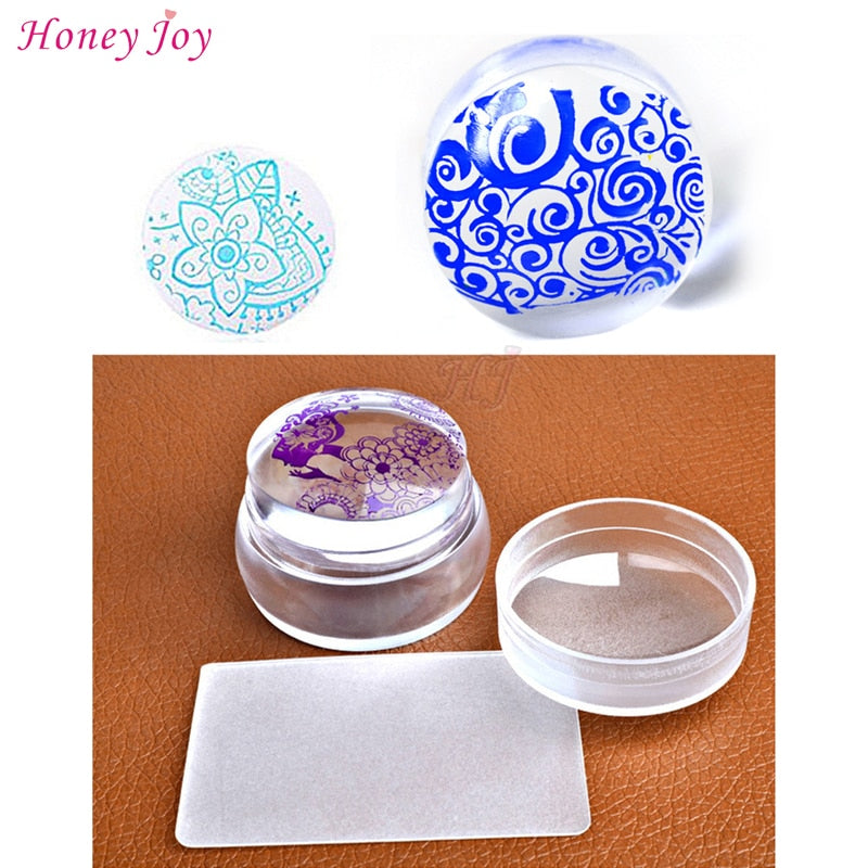 Rotatable Transparent Stamps Variable Pattern Size Silicone Fingertip Printing French Nail Seal Stamper Scraper Accessories Tool